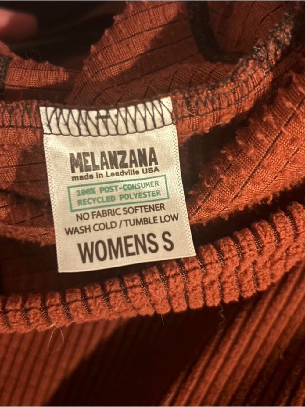 Women’s Melanzana Rust Waffle-Knit Hooded Pullover - Small - Picture 3 of 3